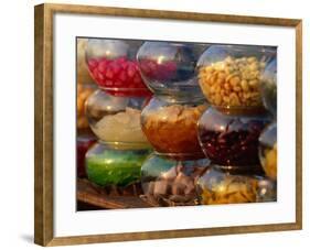 Jars of Fruit for Sale at Street Market Bangkok, Thailand-John Hay-Framed Photographic Print