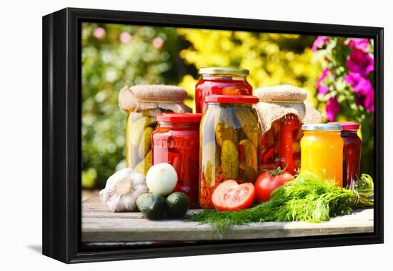 Jars Of Pickled Vegetables In The Garden. Marinated Food-monticello-Framed Premier Image Canvas