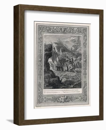 Jason and the Argonauts Sail Through the Symplegades a Pair of Clashing Rocks-Bernard Picart-Framed Art Print