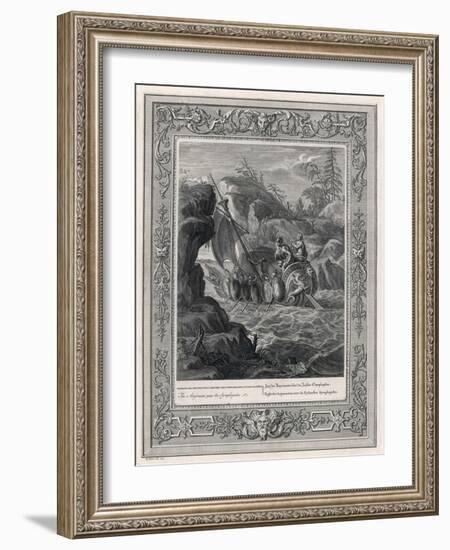 Jason and the Argonauts Sail Through the Symplegades a Pair of Clashing Rocks-Bernard Picart-Framed Art Print