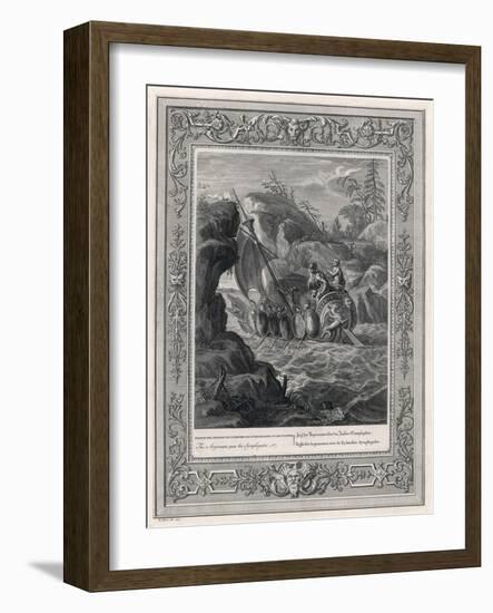 Jason and the Argonauts Sail Through the Symplegades a Pair of Clashing Rocks-Bernard Picart-Framed Art Print