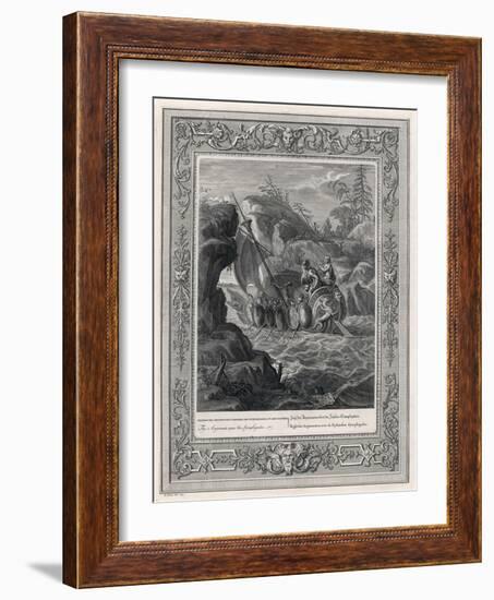 Jason and the Argonauts Sail Through the Symplegades a Pair of Clashing Rocks-Bernard Picart-Framed Art Print