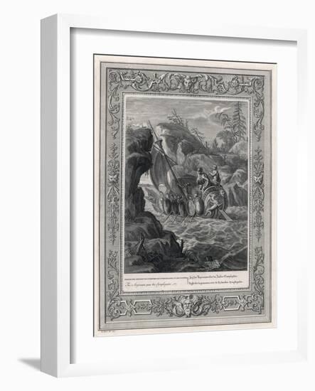 Jason and the Argonauts Sail Through the Symplegades a Pair of Clashing Rocks-Bernard Picart-Framed Art Print