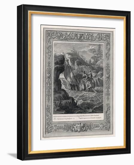 Jason and the Argonauts Sail Through the Symplegades a Pair of Clashing Rocks-Bernard Picart-Framed Art Print