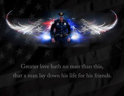 The Difference between us and them Police Officer by James Bullard Print Poster