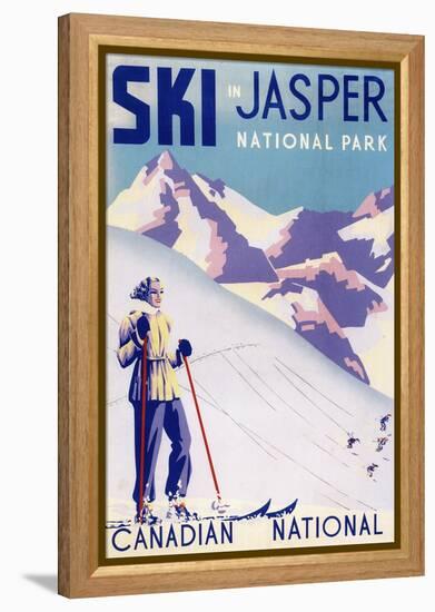 Jasper National Park, Canada - Woman Posing Open Slopes Poster-Lantern Press-Framed Stretched Canvas