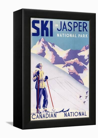 Jasper National Park, Canada - Woman Posing Open Slopes Poster-Lantern Press-Framed Stretched Canvas