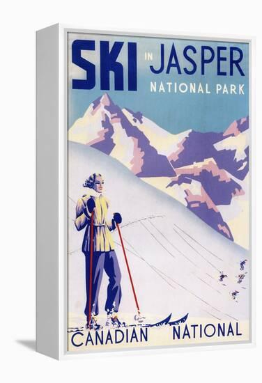 Jasper National Park, Canada - Woman Posing Open Slopes Poster-Lantern Press-Framed Stretched Canvas