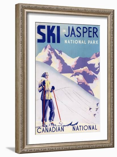 Jasper National Park, Canada - Woman Posing Open Slopes Poster-Lantern Press-Framed Art Print