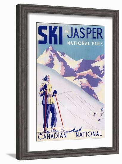 Jasper National Park, Canada - Woman Posing Open Slopes Poster-Lantern Press-Framed Art Print