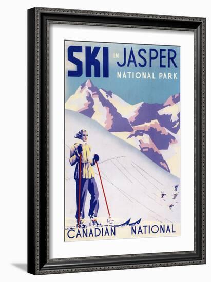 Jasper National Park, Canada - Woman Posing Open Slopes Poster-Lantern Press-Framed Art Print