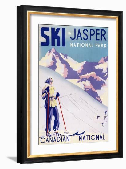 Jasper National Park, Canada - Woman Posing Open Slopes Poster-Lantern Press-Framed Art Print