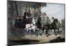 Jaunt Through Bois-De-Boulogne on Open Carriage Drawn by Four Horses-null-Mounted Giclee Print