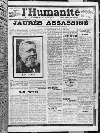 Jaures Assassinated, from 'L'Humanite', 1st August 1914' Giclee Print -  French School | Art.com