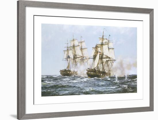 'Java' And 'Constitution'-Montague Dawson-Framed Premium Giclee Print