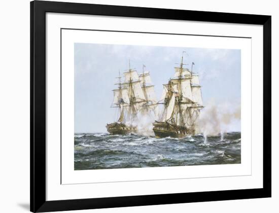 'Java' And 'Constitution'-Montague Dawson-Framed Premium Giclee Print