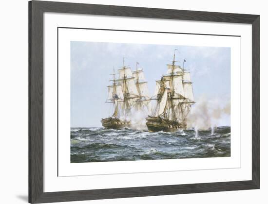 'Java' And 'Constitution'-Montague Dawson-Framed Premium Giclee Print