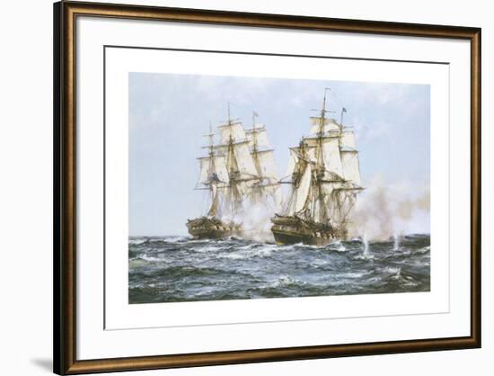 'Java' And 'Constitution'-Montague Dawson-Framed Premium Giclee Print