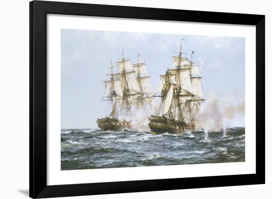 'Java' And 'Constitution'-Montague Dawson-Framed Premium Giclee Print