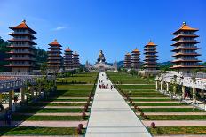 Chinese Temple and Golden Buddha Statue in Kaohsiung, Taiwan.-Javen-Photographic Print