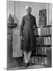 Jawaharlal Nehru, President of India's Congress Party, in His Library at Home-Margaret Bourke-White-Mounted Premium Photographic Print