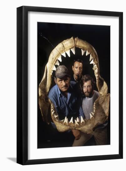 Jaws, Robert Shaw, Roy Scheider, Richard Dreyfuss, Directed by Steven Spielberg, 1975--Framed Photo