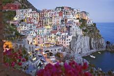 Italy, Manarola. Town and sea at sunset-Jaynes Gallery-Photographic Print