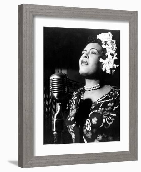 Jazz and Blues Singer Billie Holiday (1915-1959) in the 40's-null-Framed Photo