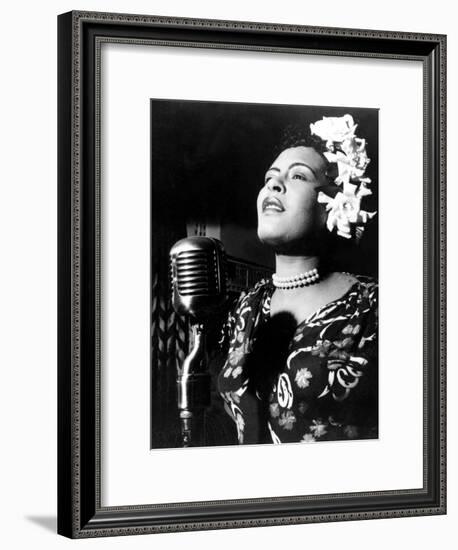 Jazz and Blues Singer Billie Holiday (1915-1959) in the 40's-null-Framed Photo