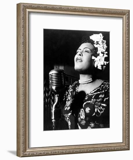 Jazz and Blues Singer Billie Holiday (1915-1959) in the 40's-null-Framed Photo