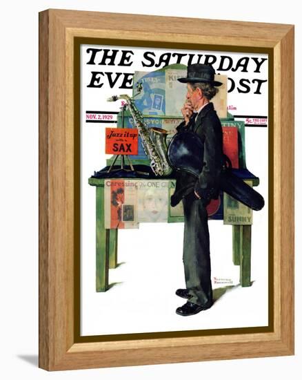 "Jazz It Up" or "Saxophone" Saturday Evening Post Cover, November 2,1929-Norman Rockwell-Framed Premier Image Canvas