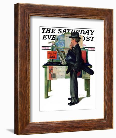 "Jazz It Up" or "Saxophone" Saturday Evening Post Cover, November 2,1929-Norman Rockwell-Framed Giclee Print