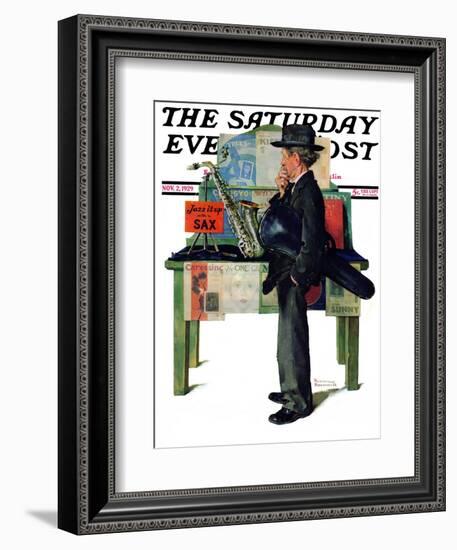 "Jazz It Up" or "Saxophone" Saturday Evening Post Cover, November 2,1929-Norman Rockwell-Framed Giclee Print