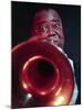 Jazz Musician Louis Armstrong Blowing on Trumpet-Eliot Elisofon-Mounted Premium Photographic Print