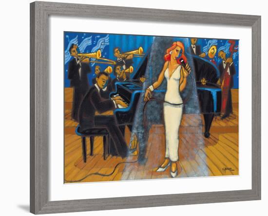 Jazz Orchestra in Blue-Marsha Hammel-Framed Giclee Print