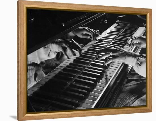 Jazz Pianist Mary Lou Williams's Hands on the Keyboard During Jam Session-Gjon Mili-Framed Premier Image Canvas