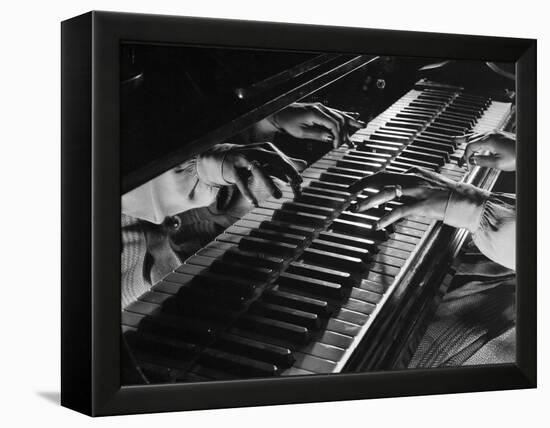 Jazz Pianist Mary Lou Williams's Hands on the Keyboard During Jam Session-Gjon Mili-Framed Premier Image Canvas