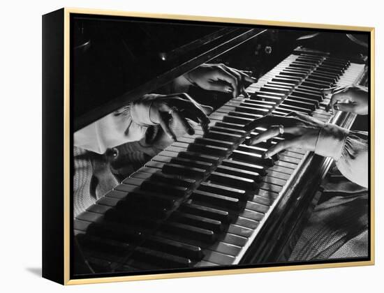 Jazz Pianist Mary Lou Williams's Hands on the Keyboard During Jam Session-Gjon Mili-Framed Premier Image Canvas