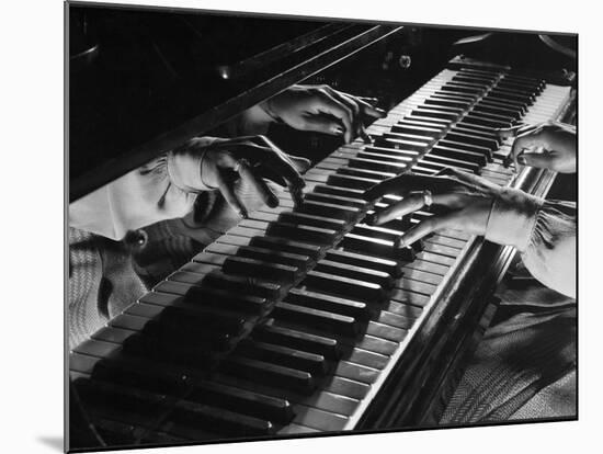 Jazz Pianist Mary Lou Williams's Hands on the Keyboard During Jam Session-Gjon Mili-Mounted Premium Photographic Print