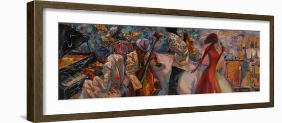 Jazz Singer, Jazz Club, Jazz Band,Oil Painting, Artist Roman Nogin, Series Sounds of Jazz. Looking-ROMAN NOGIN-Framed Photographic Print