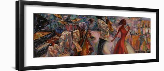 Jazz Singer, Jazz Club, Jazz Band,Oil Painting, Artist Roman Nogin, Series Sounds of Jazz. Looking-ROMAN NOGIN-Framed Photographic Print
