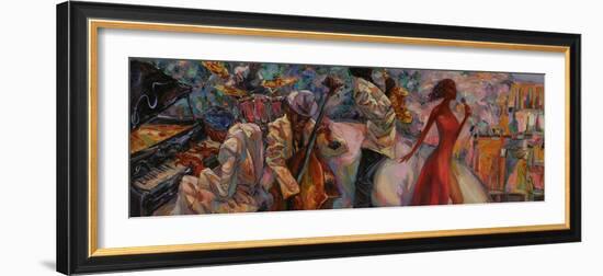 Jazz Singer, Jazz Club, Jazz Band,Oil Painting, Artist Roman Nogin, Series Sounds of Jazz. Looking-ROMAN NOGIN-Framed Photographic Print