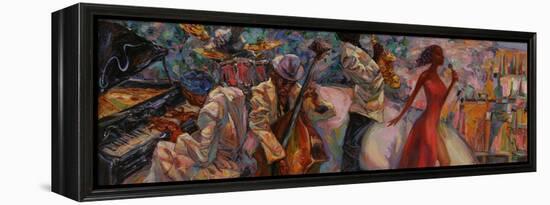 Jazz Singer, Jazz Club, Jazz Band,Oil Painting, Artist Roman Nogin, Series Sounds of Jazz. Looking-ROMAN NOGIN-Framed Stretched Canvas