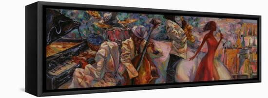 Jazz Singer, Jazz Club, Jazz Band,Oil Painting, Artist Roman Nogin, Series Sounds of Jazz. Looking-ROMAN NOGIN-Framed Stretched Canvas