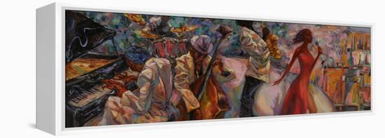 Jazz Singer, Jazz Club, Jazz Band,Oil Painting, Artist Roman Nogin, Series Sounds of Jazz. Looking-ROMAN NOGIN-Framed Stretched Canvas