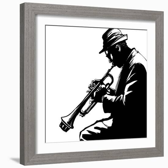 Jazz Trumpet Player-Vector Illustration-isaxar-Framed Art Print