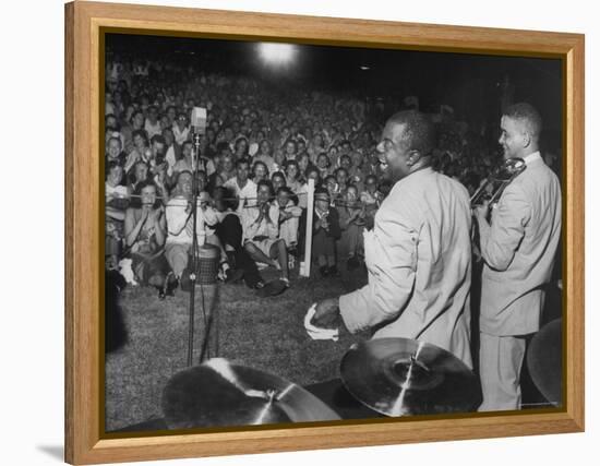 Jazz Trumpeter Louis Armstrong During a Performance-Gordon Parks-Framed Premier Image Canvas