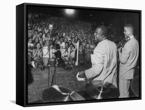 Jazz Trumpeter Louis Armstrong During a Performance-Gordon Parks-Framed Premier Image Canvas