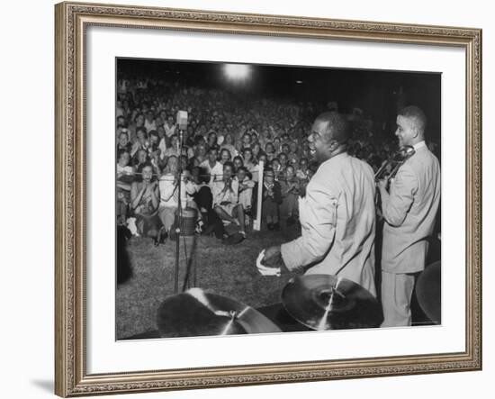 Jazz Trumpeter Louis Armstrong During a Performance-Gordon Parks-Framed Premium Photographic Print