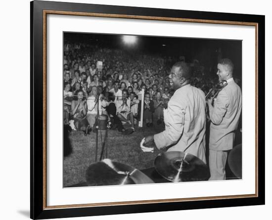 Jazz Trumpeter Louis Armstrong During a Performance-Gordon Parks-Framed Premium Photographic Print